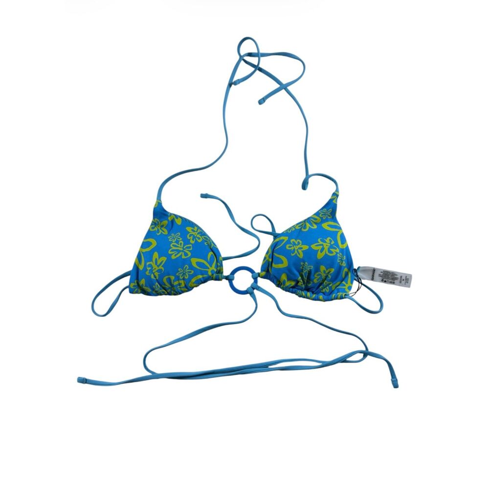 Garage Blue Floral Bikini Top Size Medium